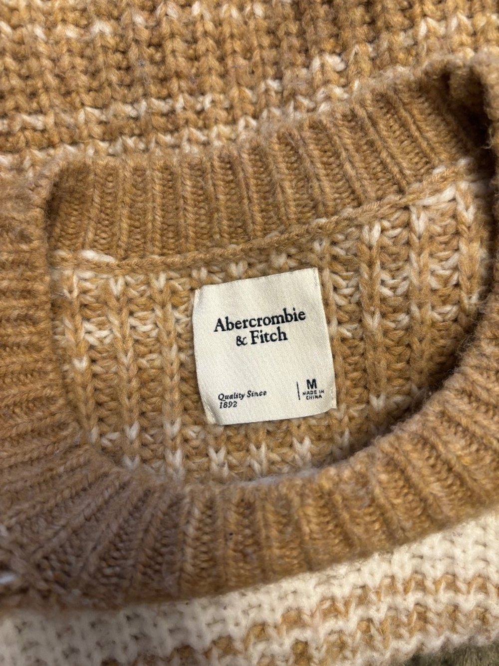 Abercrombie and fitch tan white striped sweater - Picture 3 of 3